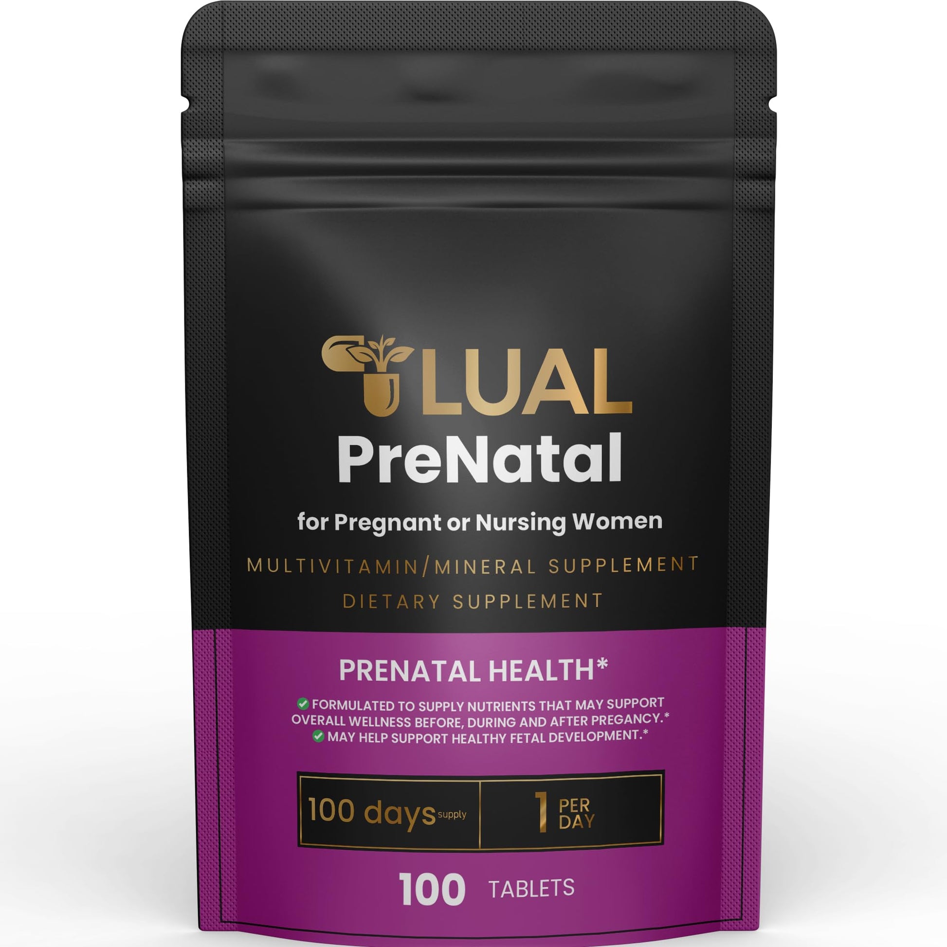 Frasco multivitamínico prenatal LUAL 100 tabletas