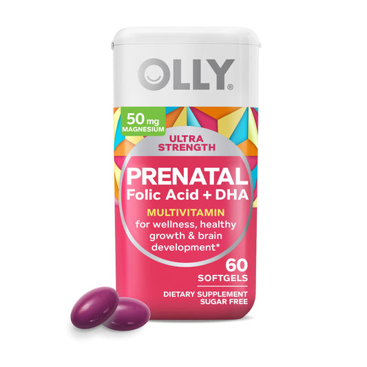 Frasco multivitamínico prenatal OLLY con softgels