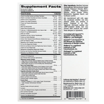 Frasco del multivitamínico Ultamins hombres 50+ California Gold Nutrition