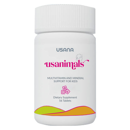Frasco de multivitamínico Usanimals para niños.