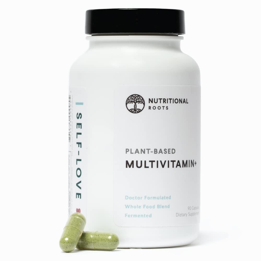 Frasco de multivitamínico vegano Nutritional Roots 90 cápsulas