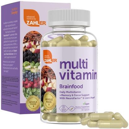 Frasco de multivitamínico Zahler con cápsulas