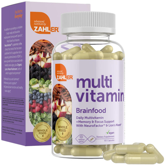 Frasco de multivitamínico Zahler con cápsulas