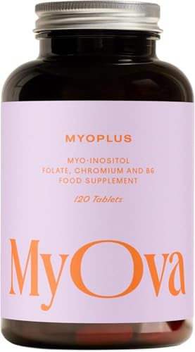 Frasco MyOva Myoplus suplemento inositol para mujeres 120 tabletas