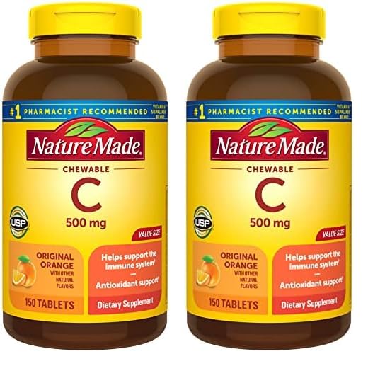 Frasco Nature Made vitamina C masticable 500mg 150 tabletas