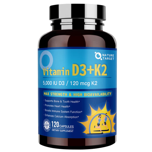 Frasco NATURE TARGET vitamina D3 K2 con calcio y magnesio
