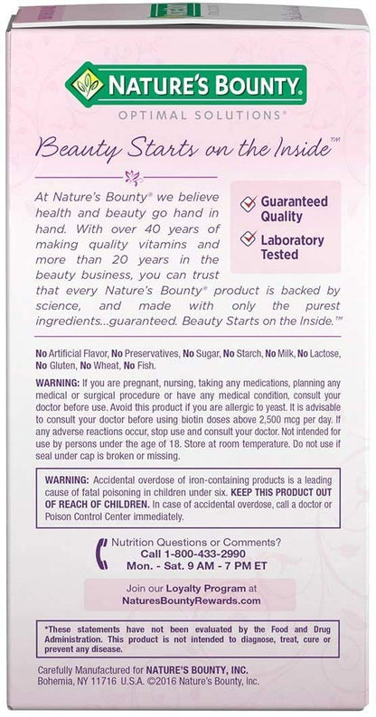 Frasco de Nature's Bounty Soluciones Óptimas Cabello Piel Uñas