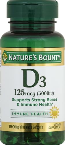 Frasco Nature's Bounty Vitamina D3 5000 IU soporte inmunológico