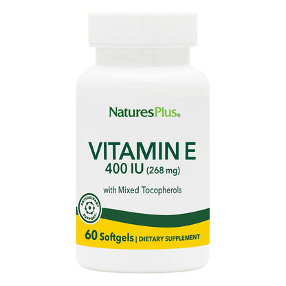 Frasco NaturesPlus vitamina E 400 UI 60 cápsulas blandas