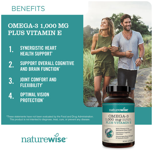 Frasco NatureWise Omega 3 con vitamina D3 y E alta potencia