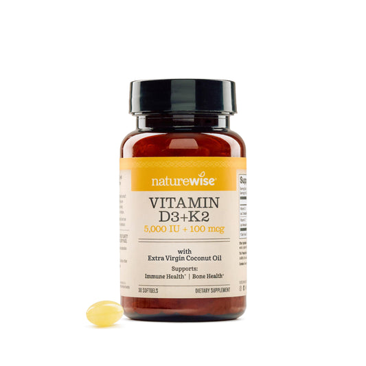 Frasco NatureWise vitamina d3 5000 ui k2 mk7 100 mcg softgels