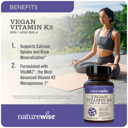 Frasco NatureWise vitamina k2 mk7 mk4 con aceite de oliva virgen extra