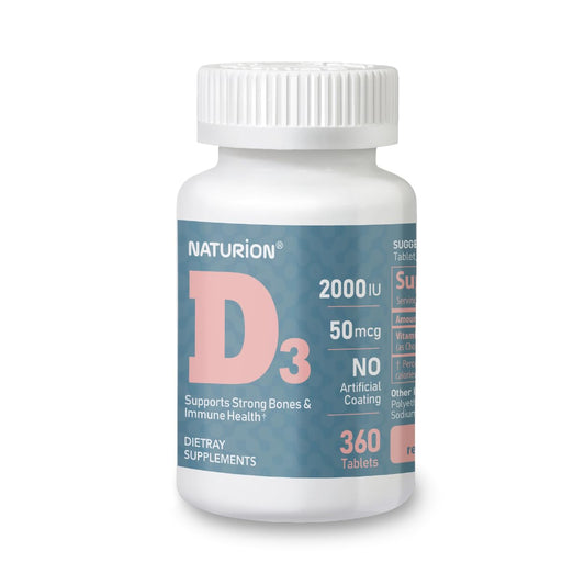 Frasco de NATURION vitamina d3 2000 iu 360 tabletas