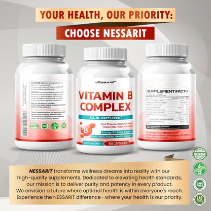 Frasco Nessarit Vitamin B Complex suplemento no GMO sin gluten