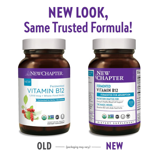 Frasco New Chapter vitamina b12 fermentada 30 cápsulas
