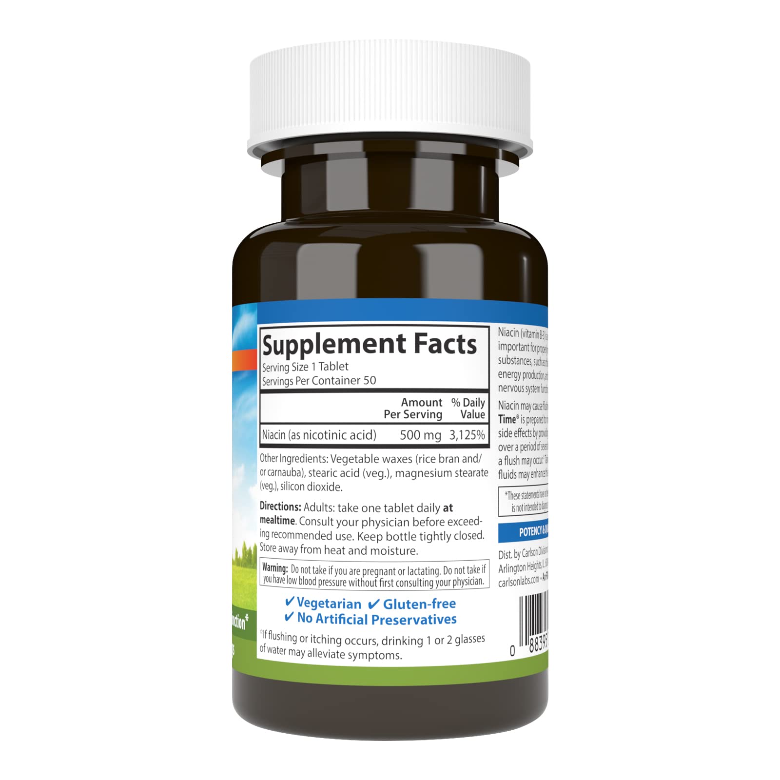 Frasco niacin-time vitamina b3 liberación prolongada Carlson