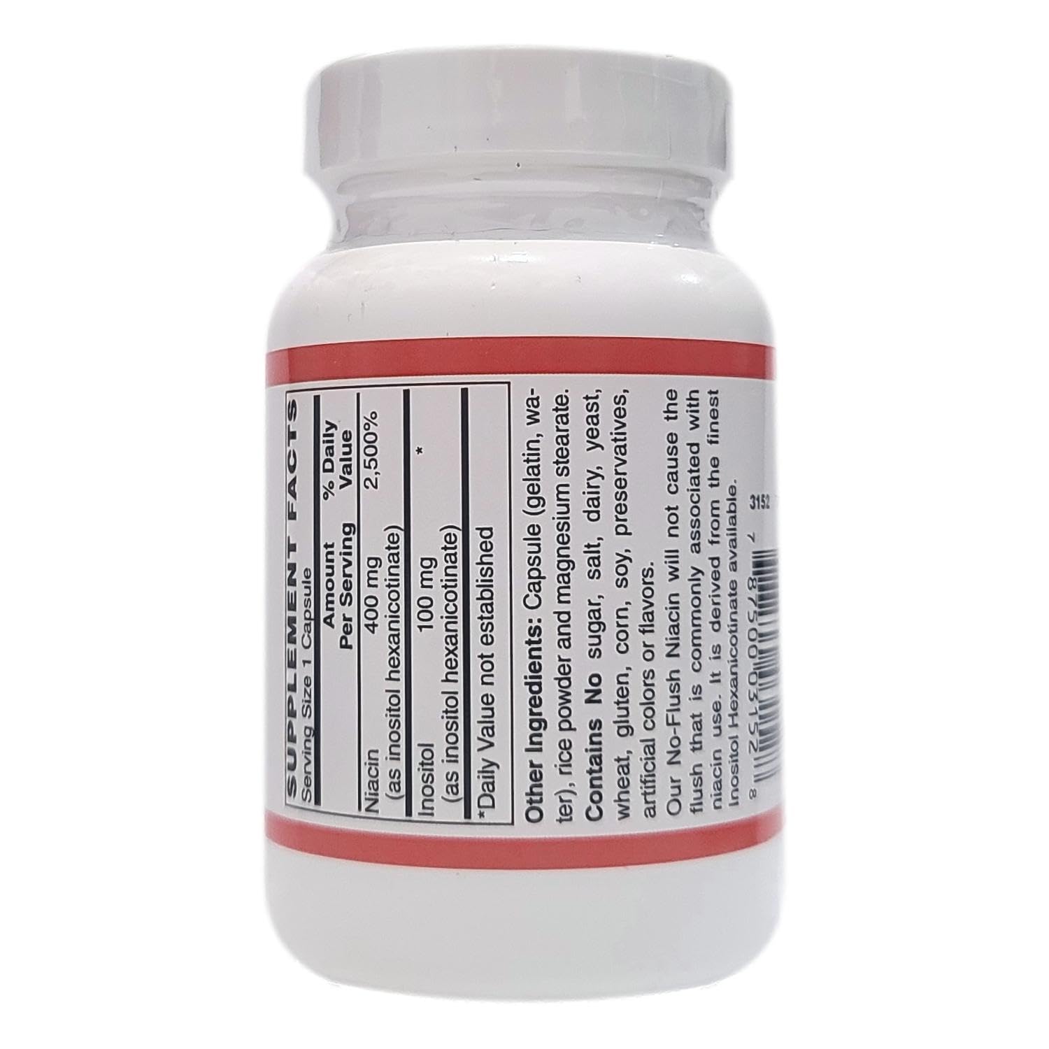 Frasco de niacina sin flushing Holistic Health 100 cápsulas