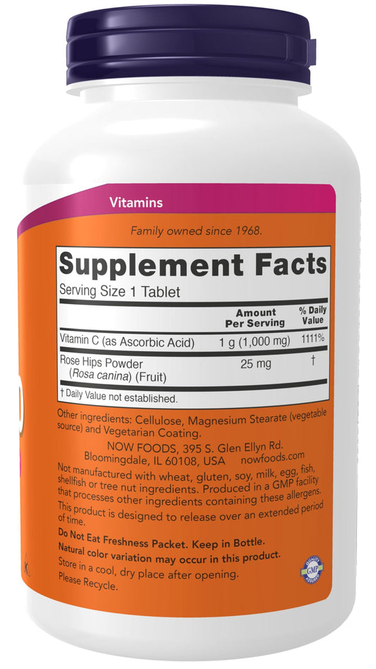 Frasco de Now Foods Vitamina C-1000 250 tabletas