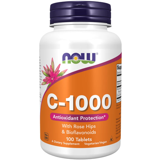 Frasco NOW Foods Vitamina C 1000mg 100 tabletas