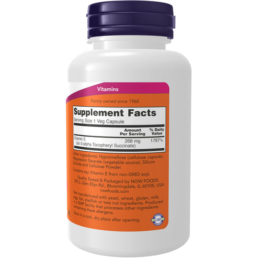 Frasco NOW Foods vitamina e 400 ui protección antioxidante