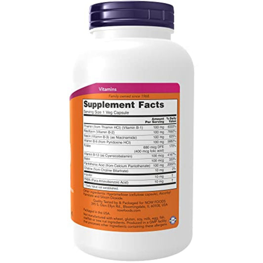 Frasco NOW suplementos vitamina B-100 vegano