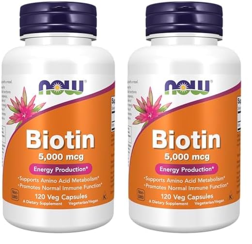 Frasco NOW Supplements Biotina 5000 mcg 120 cápsulas veganas