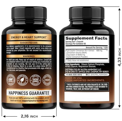 Frasco NUTRAHARMONY cápsulas complejo B y canela Ceilán