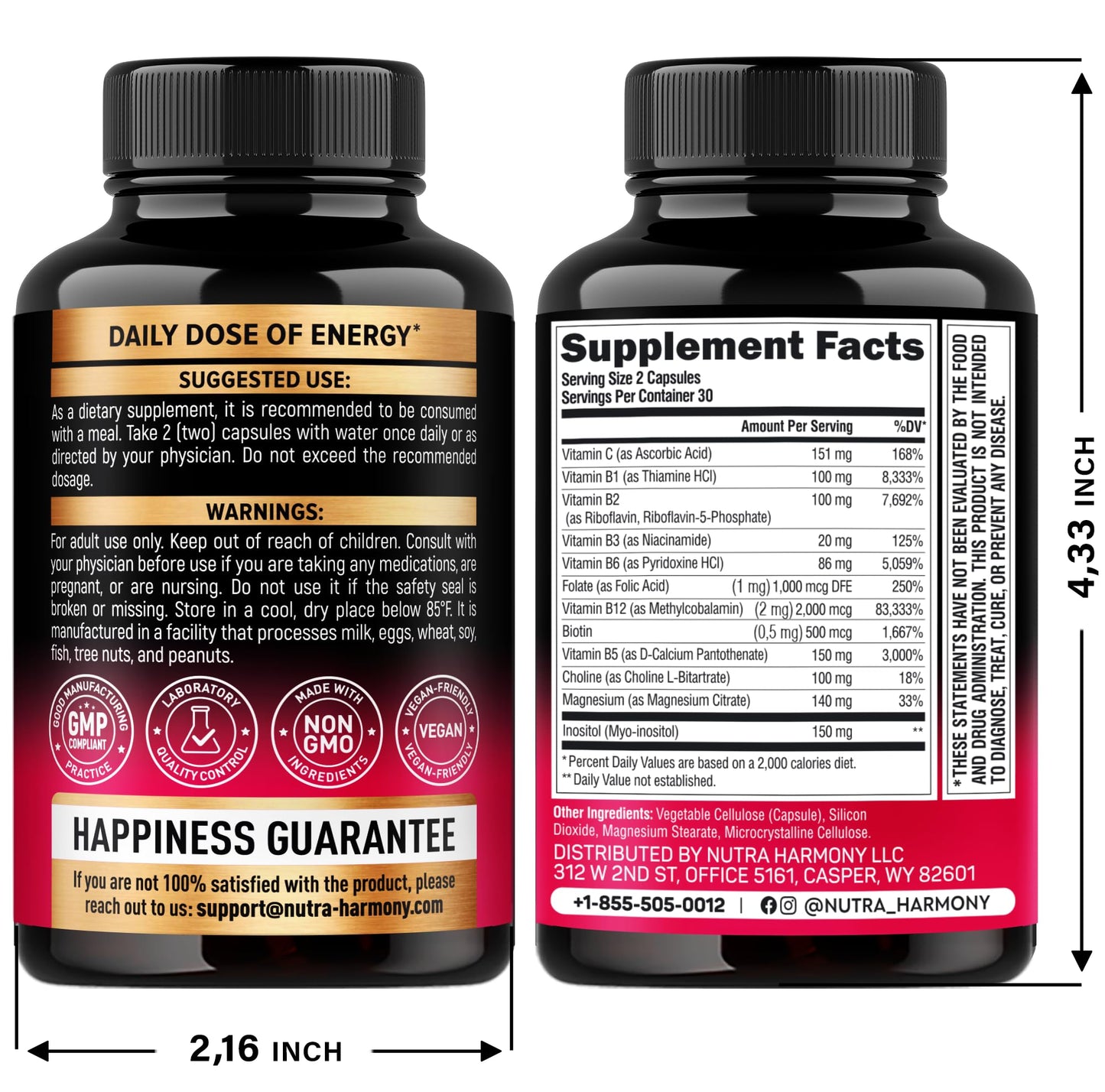 Frasco Nutraharmony complejo vitamina b y multivitamínico