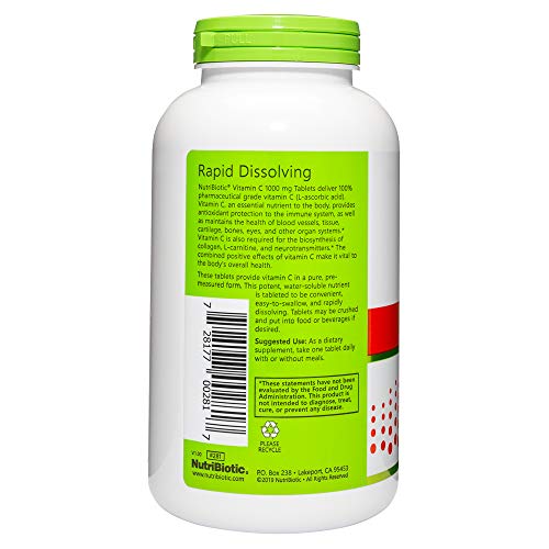 Frasco NutriBiotic vitamina c tabletas veganas