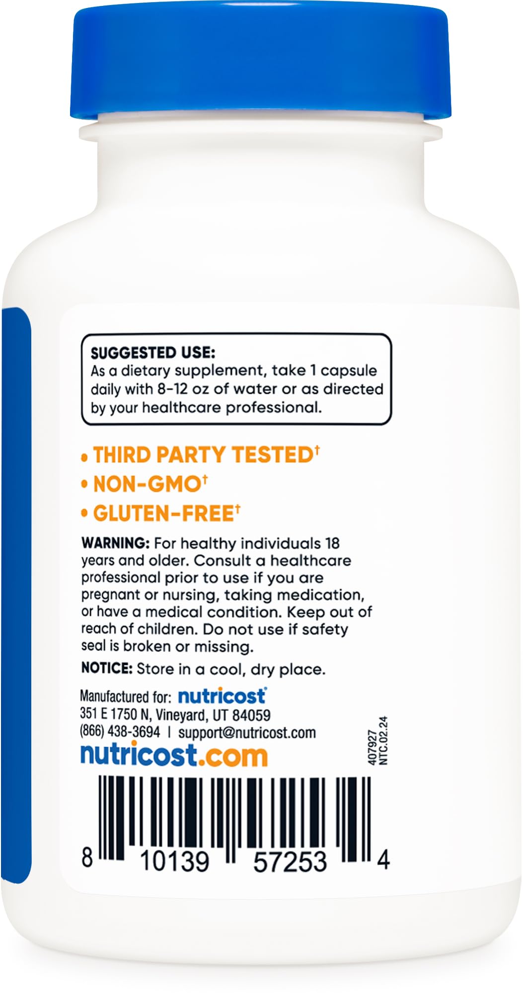 Frasco Nutricost Biotina para cabello y uñas