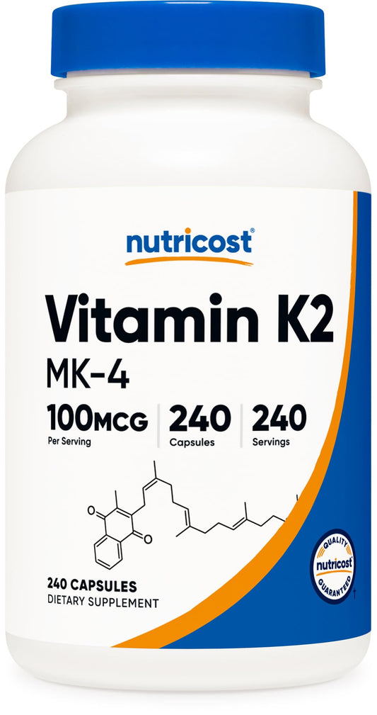 Frasco Nutricost Vitamina K2 MK4 240 cápsulas