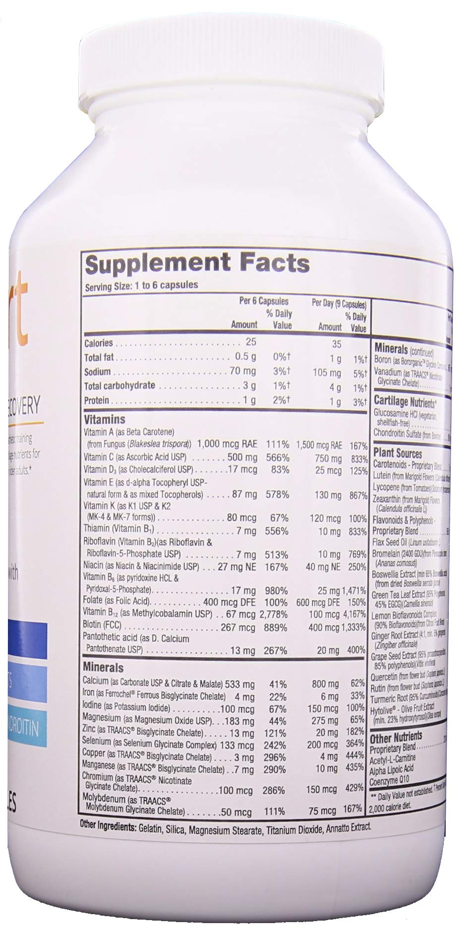 Frasco de Nutriex Sport con detalles de nutrientes