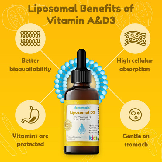 Frasco Nuvamin gotas vitamina A D3 sabor limón