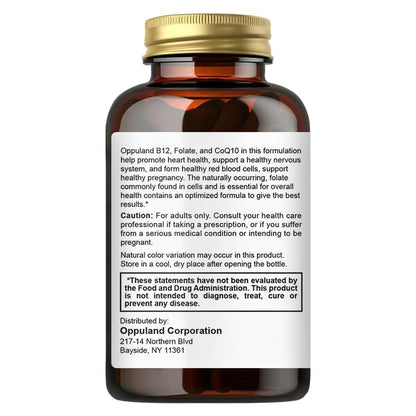 Frasco oppuland Folate-L suplemento folato 500 mcg 90 cápsulas