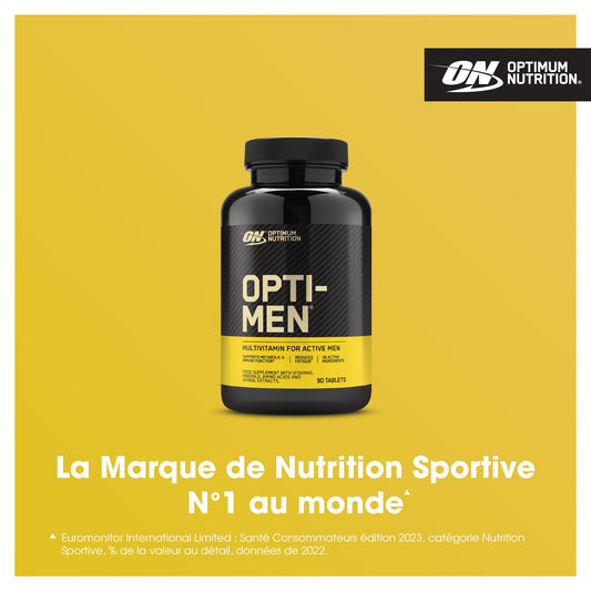 Vista de perfil del frasco Optimum Nutrition Opti-Men