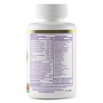 Frasco Paradise Herbs suplementa complejo B con superalimentos