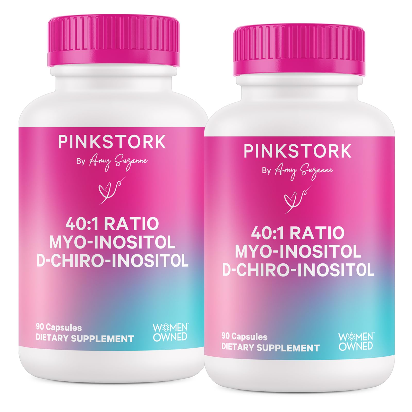 Frasco Pink Stork cápsulas inositol equilibrio hormonal mujeres