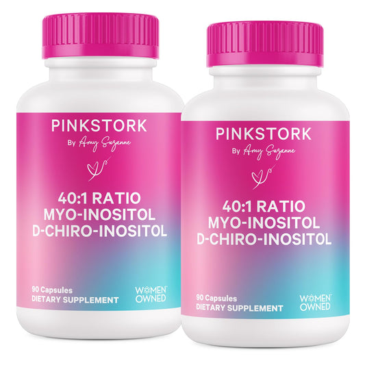 Frasco Pink Stork cápsulas inositol equilibrio hormonal mujeres