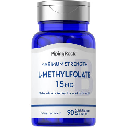 Frasco Piping Rock L-Metilfolato 15 mg 90 cápsulas