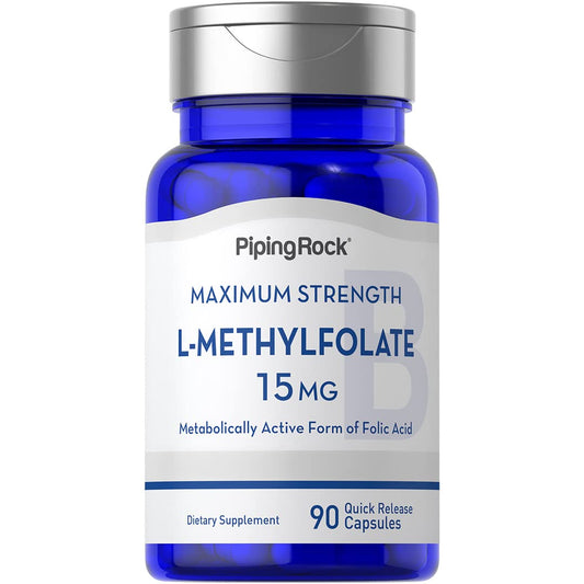 Frasco Piping Rock L-Metilfolato 15 mg 90 cápsulas
