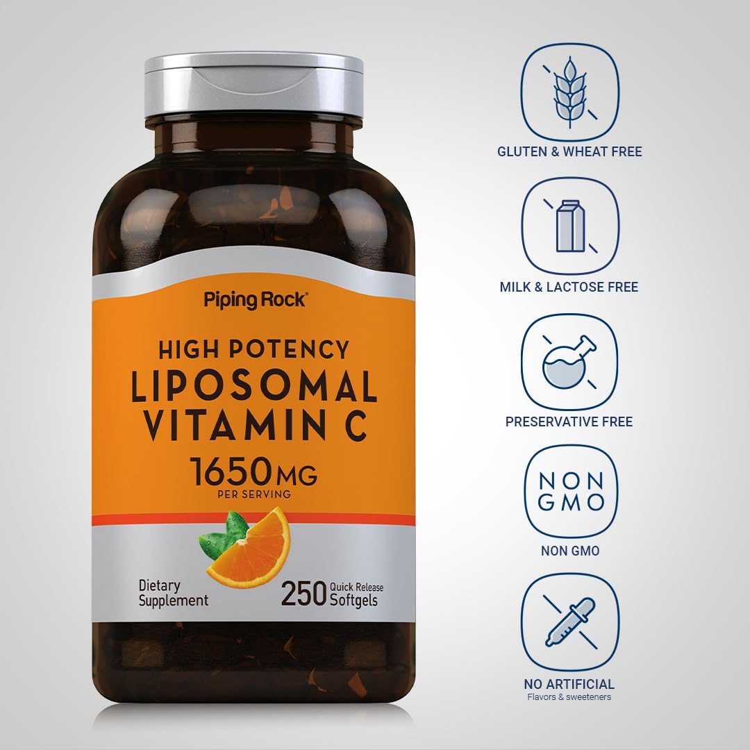 Frasco Piping Rock suplementos vitamina C liposomal 250 cápsulas