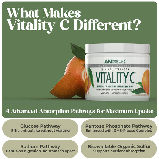 Frasco de polvo de vitamina c natural American Nutriceuticals