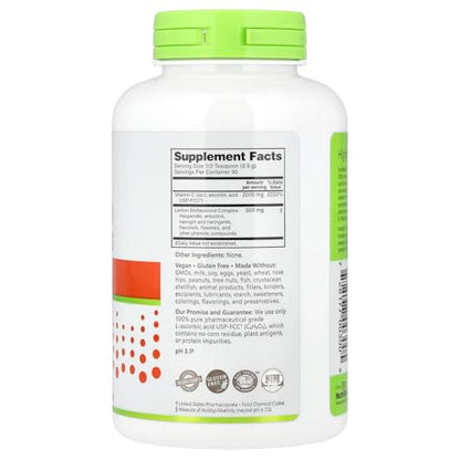 Frasco polvo vitamina c NutriBiotic sin gluten 8 onzas