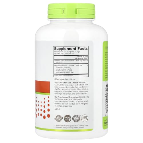 Frasco polvo vitamina c NutriBiotic sin gluten 8 onzas