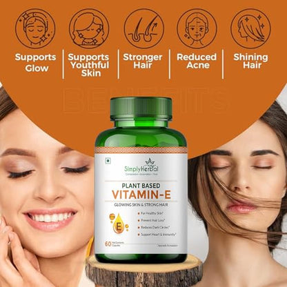 Frasco portátil de cápsulas Vitamina E Simply Herbal 60 unidades