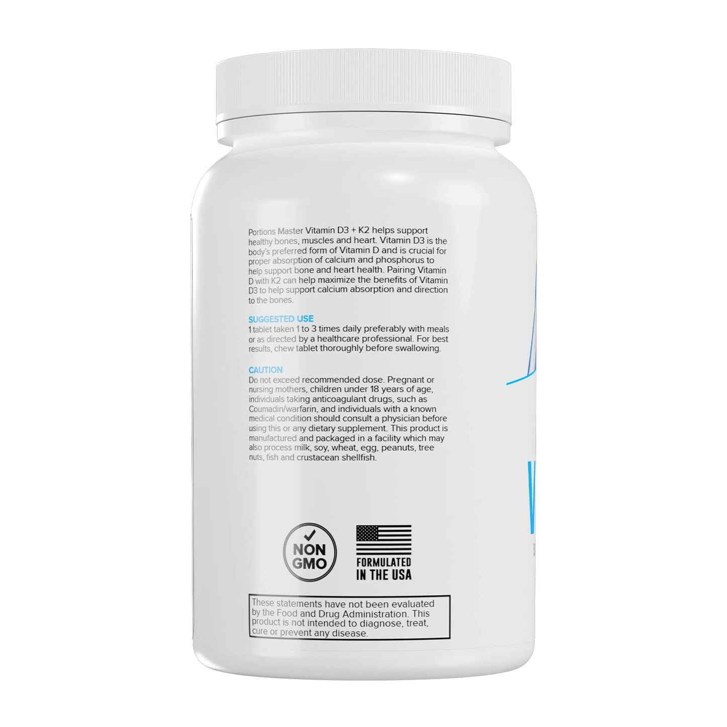 Frasco Portions Master Vitamina D3 2000 UI + K2