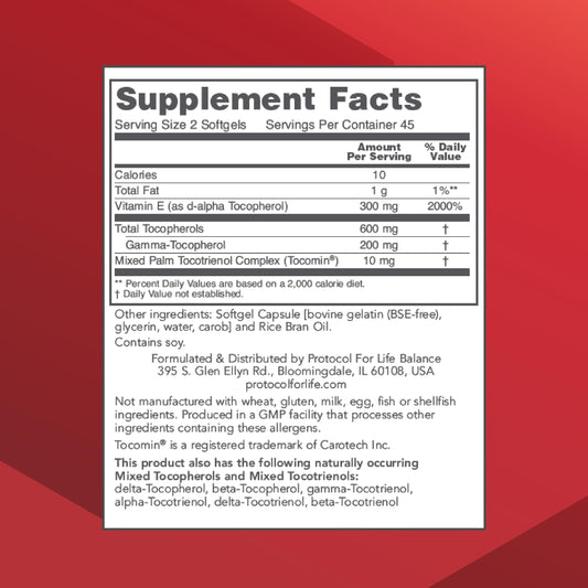 Frasco PROTOCOL FOR LIFE BALANCE vitamina e antioxidante 90 cápsulas