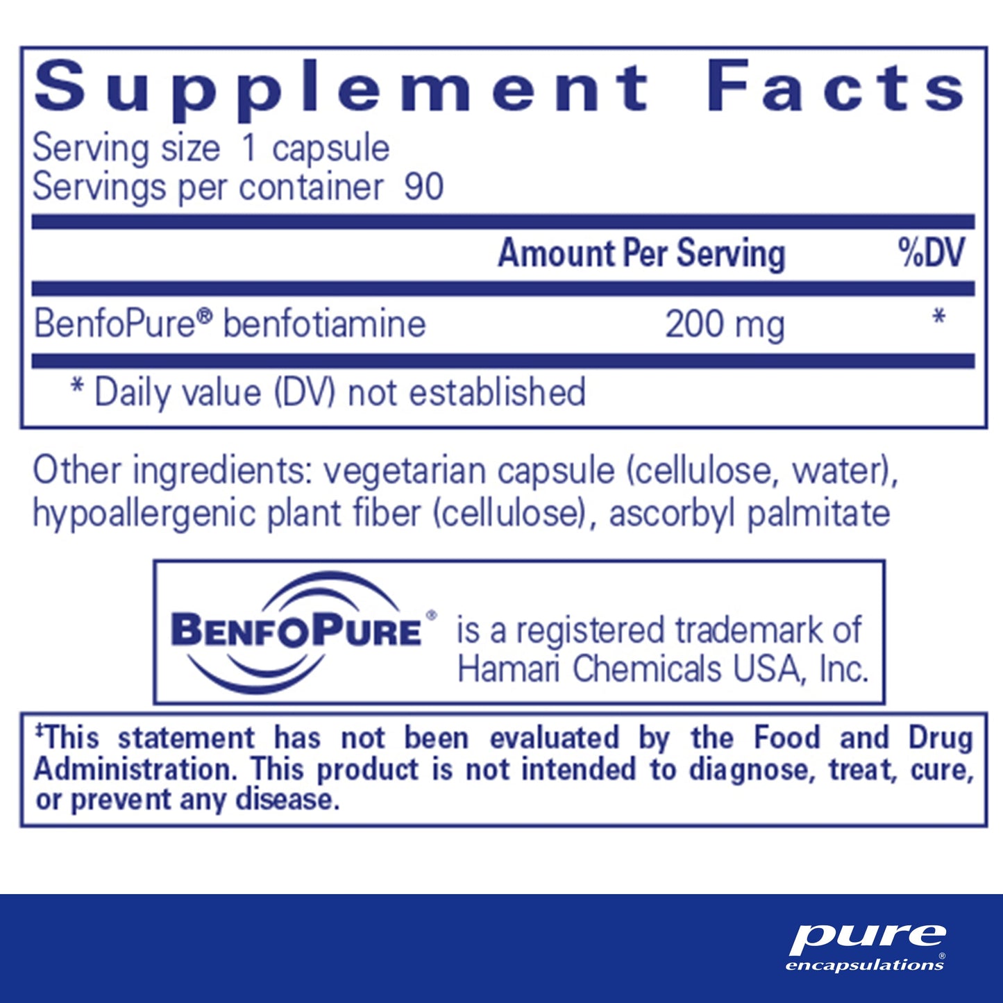 Frasco Pure Encapsulations BenfoMax 90 cápsulas veganas