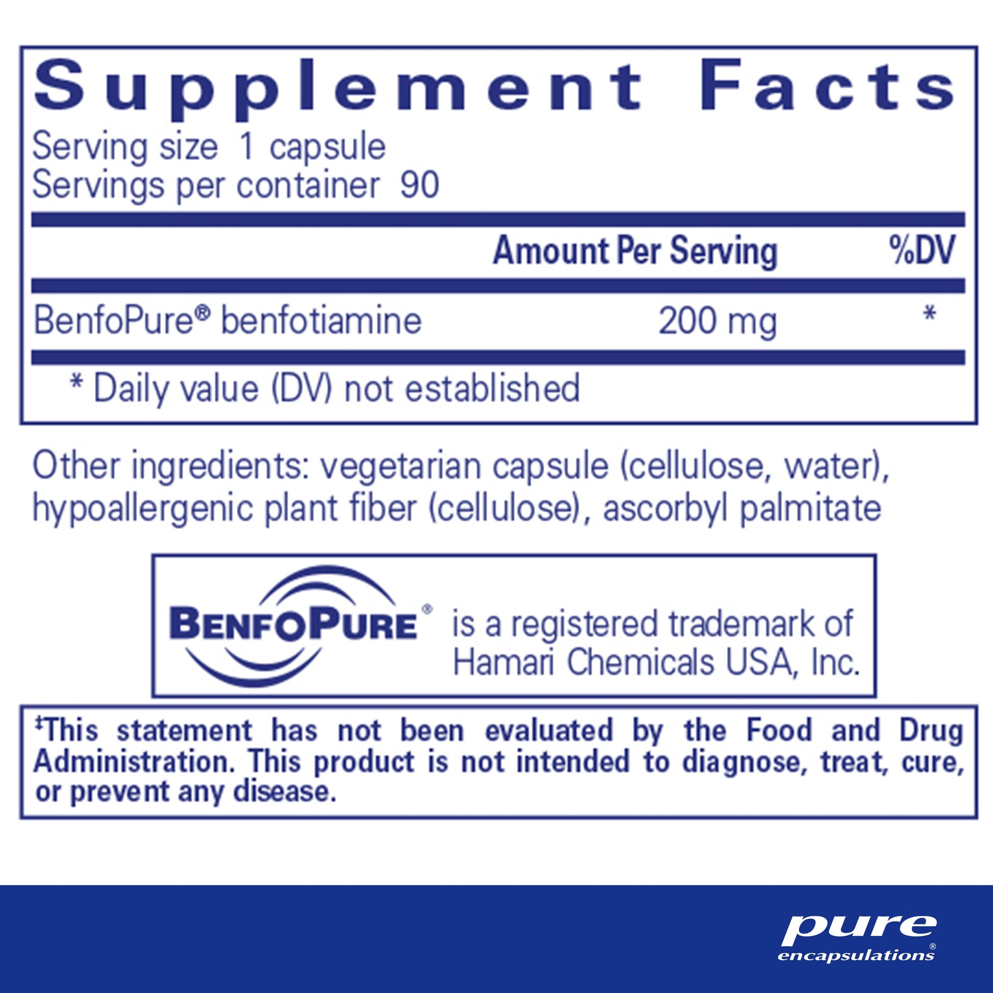 Frasco Pure Encapsulations BenfoMax 90 cápsulas veganas