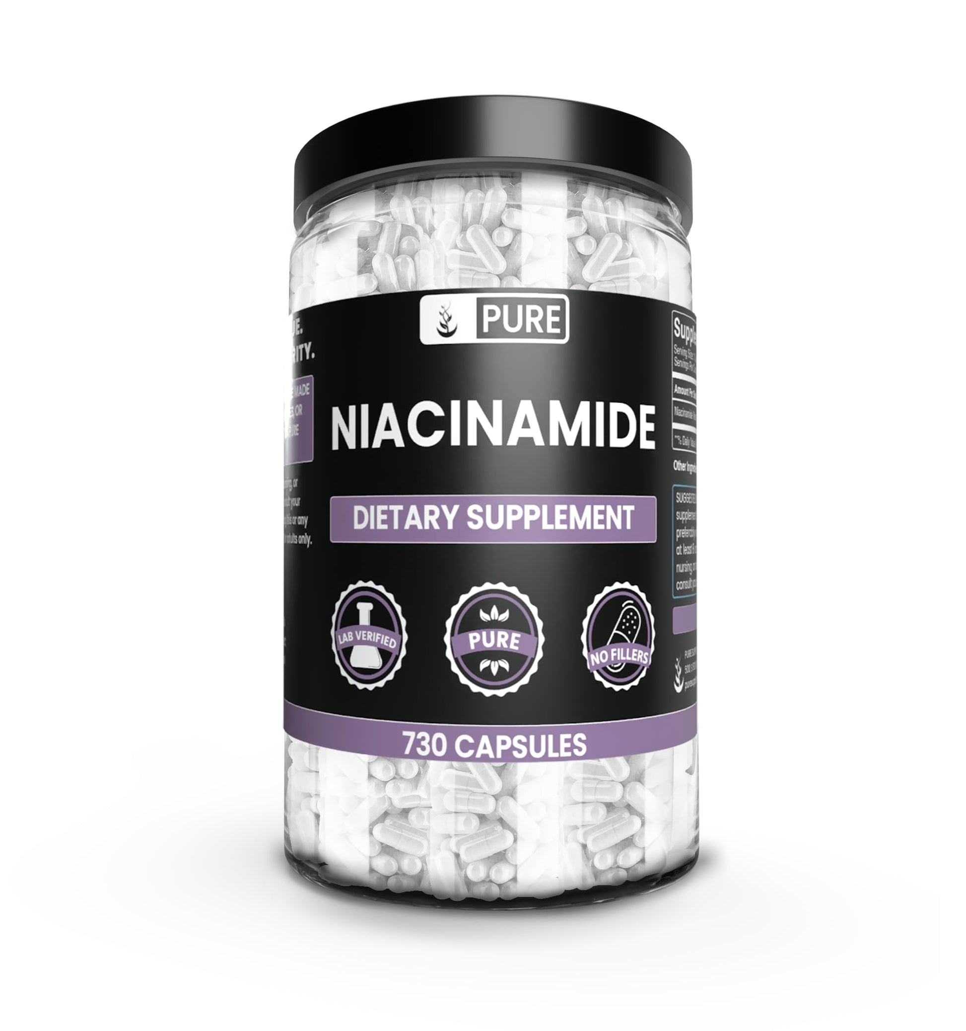 Frasco Pure Original Ingredients Niacinamida 730 cápsulas